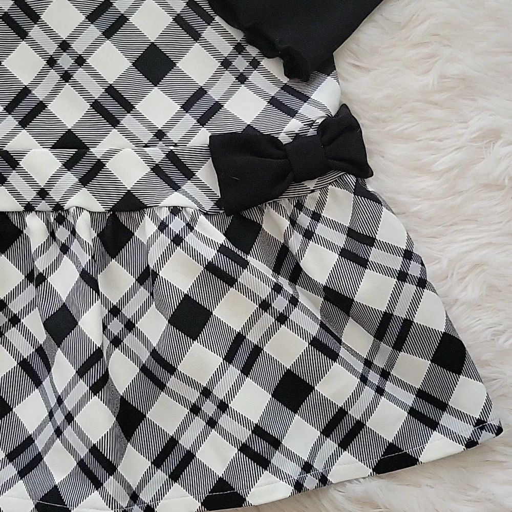 Gymboree Black & White Winter Plaid Dress/Pants Set Size 8/10 Girls